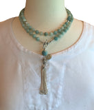 Camille Amazonite & Sterling Tassel Necklace