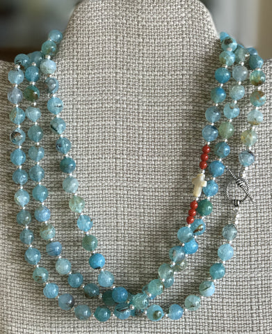 "Mimi" Blue Agate Necklace or Bracelet
