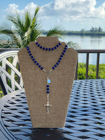 "John" Rosary in Lapis and Sterling Silver