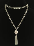"Suzy" Pearl Lagoon Tassel Necklace