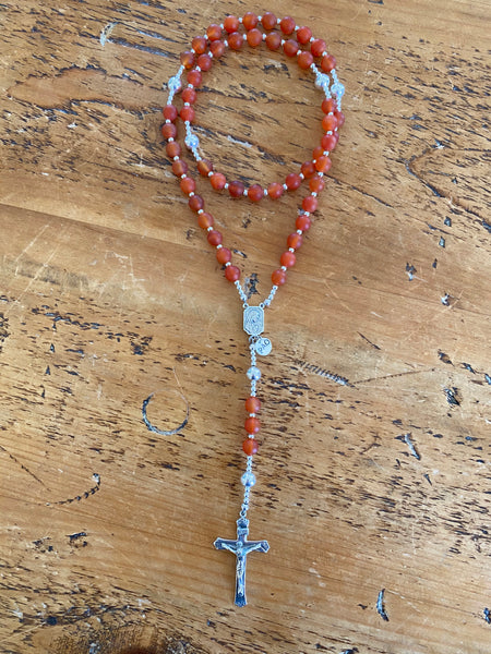 Allen Matte Orange Carnelian Rosary