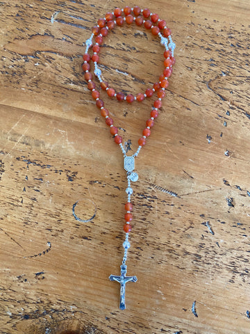 Allen Matte Orange Carnelian Rosary