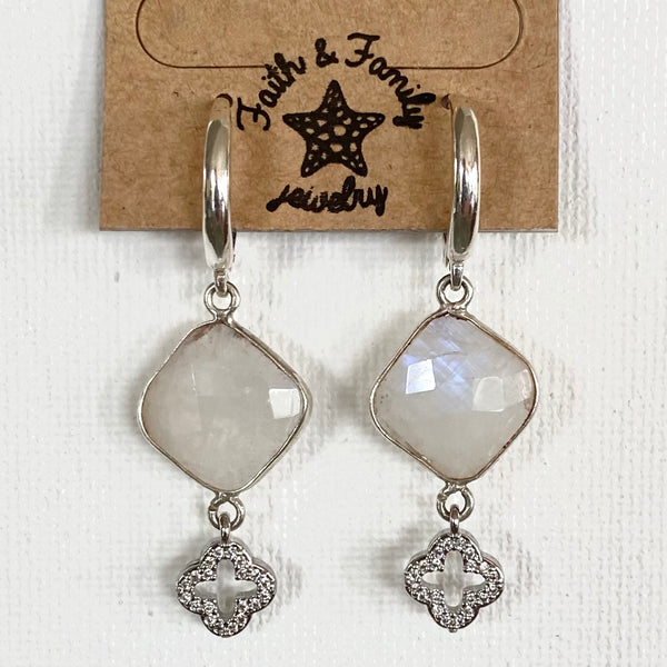 Moonstone Double Drop Quatrefoil Earrings