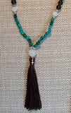 Smoky Quartz & Turquoise Mala Necklace
