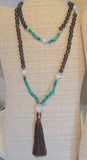 Smoky Quartz & Turquoise Mala Necklace
