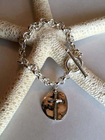 "Faith & Charm" Cross Medallion Bracelet