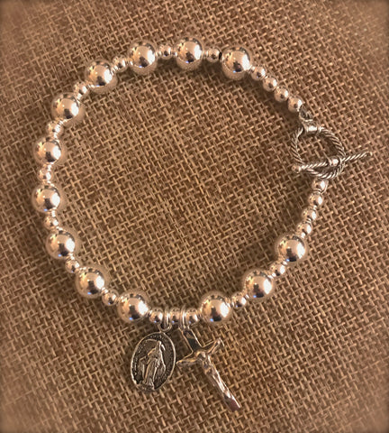 Faith & Family Sterling Rosary Bracelet